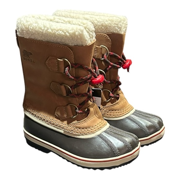 NEW- Sorel Velvet Tan Yoot Pac Caribou Boots Size Youth 1 - Picture 1 of 6